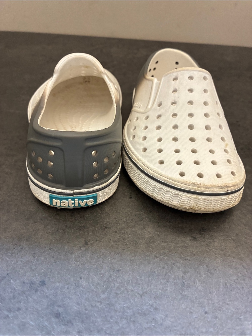 Native Kids Jefferson Slip-On Water Shoes in White and Gray